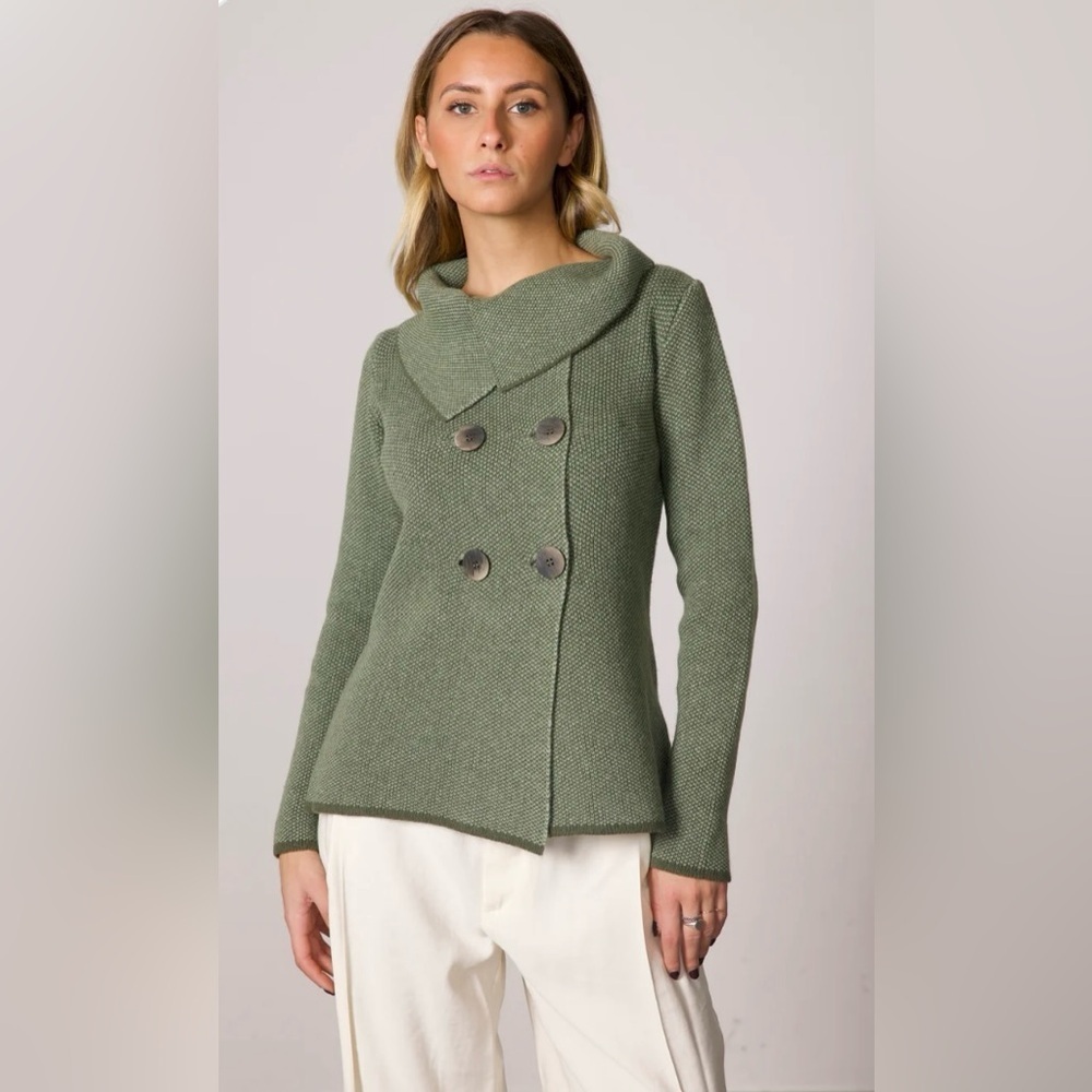 Cashmere Italy Double Breasted Cashmere Silk Merino Wool Blend Sweater Jacket S